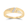 14k Yellow Gold Mens Round Diamond Wedding Cross Band Ring 1/20 Cttw