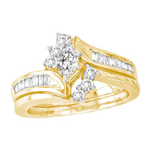  14k Yellow Gold Marquise Diamond Bridal Wedding Ring Band Set 5/8 Cttw