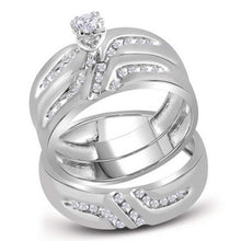  14k White Gold His Hers Round Diamond Solitaire Matching Wedding Set 1/4 Cttw