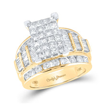  14k Yellow Gold Princess Diamond Cluster Bridal Wedding Engagement Ring 3 Cttw