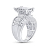 14k White Gold Princess Diamond Cluster Bridal Wedding Engagement Ring 3 Cttw