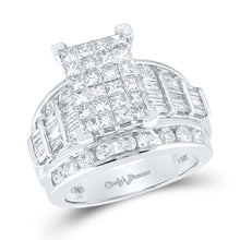  14k White Gold Princess Diamond Cluster Bridal Wedding Engagement Ring 3 Cttw