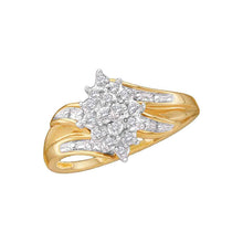  10k Yellow Gold Womens Round Diamond Cluster Ring 1/10 Cttw