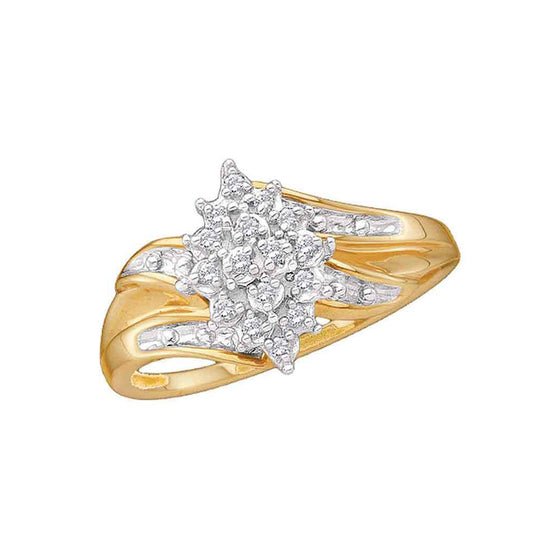 10k Yellow Gold Womens Round Diamond Cluster Ring 1/10 Cttw