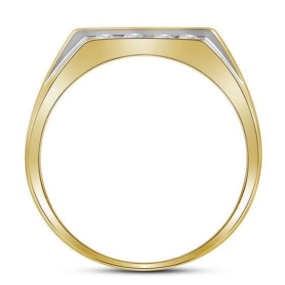 10k Yellow Gold Mens Round Diamond Square Cluster Ring 1/4 Cttw