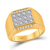 10k Yellow Gold Mens Round Diamond Square Cluster Ring 1/4 Cttw