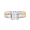 10k Yellow Gold Princess Diamond Bridal Wedding Ring Band Set 1 Cttw