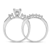 10k White Gold Womens Princess Diamond Bridal Wedding Ring Band Set 1.00 Cttw