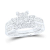 10k White Gold Womens Princess Diamond Bridal Wedding Ring Band Set 1.00 Cttw