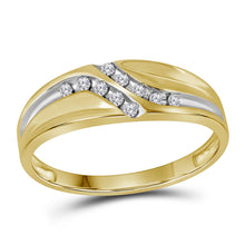  14k Yellow Gold Mens Round Diamond Wedding Band Ring 1/8 Cttw
