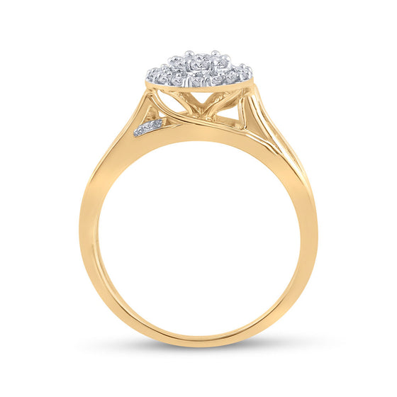 14k Yellow Gold Womens Round Diamond Flower Cluster Ring 1/2 Cttw