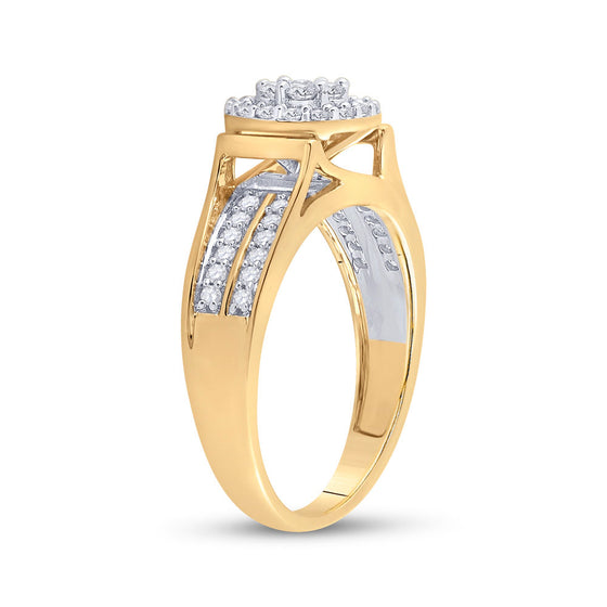 14k Yellow Gold Womens Round Diamond Flower Cluster Ring 1/2 Cttw