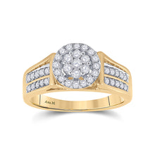  14k Yellow Gold Womens Round Diamond Flower Cluster Ring 1/2 Cttw
