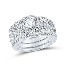  14k White Gold Round Diamond Bridal Wedding Ring Band Set 1 Cttw