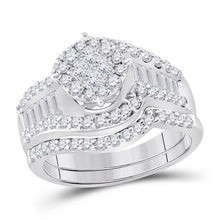  14k White Gold Princess Diamond Bridal Wedding Ring Band Set 1-1/4 Cttw