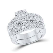 14k White Gold Princess Diamond Bridal Wedding Ring Band Set 1-3/4 Cttw