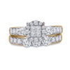 14k Yellow Gold Princess Diamond Bridal Wedding Ring Band Set 1-1/2 Cttw