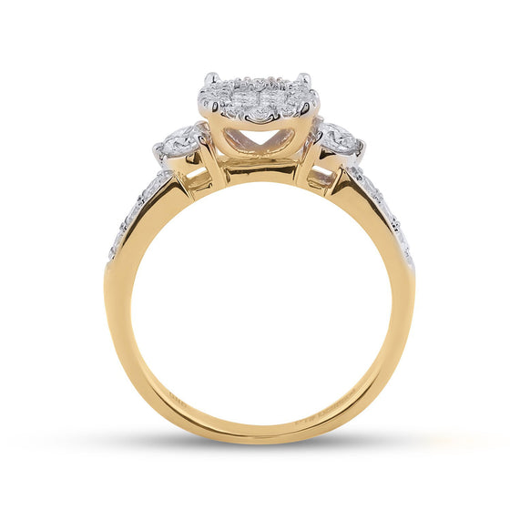14k Yellow Gold Princess Diamond Bridal Wedding Ring Band Set 1-1/2 Cttw