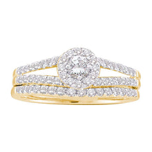  14k Yellow Gold Round Diamond Split-Shank Bridal Wedding Ring Band Set 5/8 Cttw