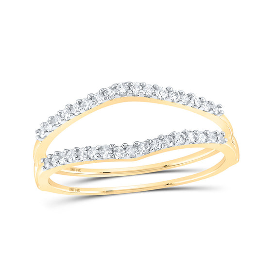 14k Yellow Gold Womens Round Diamond Ring Guard Wrap Enhancer Wedding Band 1/4 Cttw