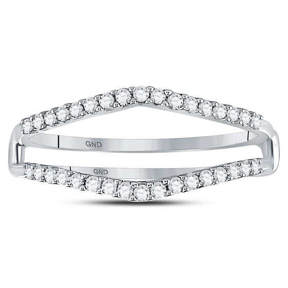 14k White Gold Womens Round Diamond Ring Guard Wrap Enhancer Wedding Band 1/4 Cttw