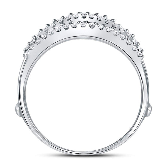 14k White Gold Womens Round Diamond Ring Guard Wrap Enhancer Wedding Band 1/4 Cttw