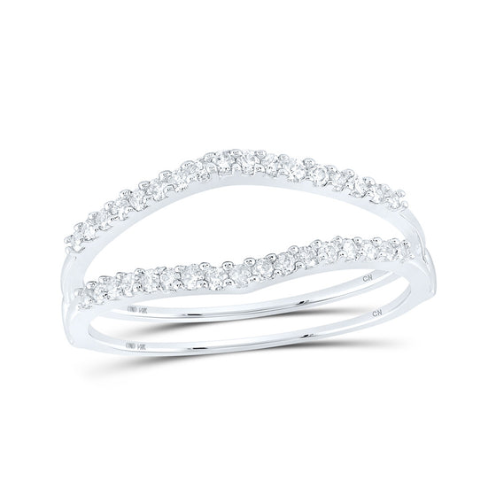 14k White Gold Womens Round Diamond Ring Guard Wrap Enhancer Wedding Band 1/4 Cttw