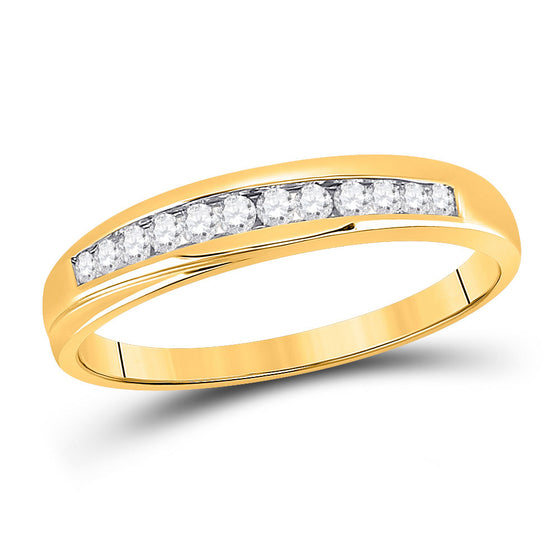 14k Yellow Gold His Hers Round Diamond Cluster Matching Wedding Set 1/2 Cttw