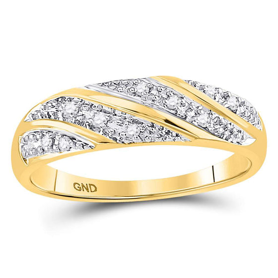 14k Yellow Gold His Hers Round Diamond Square Matching Wedding Set 1/3 Cttw