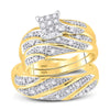 14k Yellow Gold His Hers Round Diamond Square Matching Wedding Set 1/3 Cttw