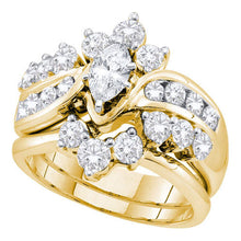  14k Yellow Gold Marquise Diamond Bridal Wedding Ring Band Set 2 Cttw