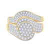 14k Yellow Gold Round Diamond Cluster Bridal Wedding Ring Band Set 1 Cttw