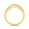 14k Yellow Gold Round Diamond Cluster Bridal Wedding Ring Band Set 1 Cttw