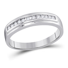  10k White Gold Womens Round Diamond Single Row Wedding Band 1/8 Cttw