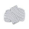 14k White Gold Womens Round Baguette Diamond Bypass Fashion Ring 1-3/4 Cttw