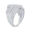 14k White Gold Womens Round Baguette Diamond Bypass Fashion Ring 1-3/4 Cttw