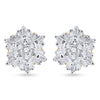 Yellow-tone Sterling Silver Womens Round Diamond Cluster Earrings 1/10 Cttw