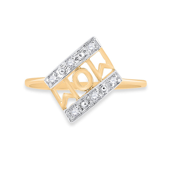 10k Yellow Gold Womens Round Diamond Mom Accent Ring 1/20 Cttw