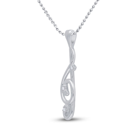 10k White Gold Womens Round Diamond Treble Clef Music Note Pendant 1/20 Cttw