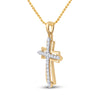 14k Yellow Gold Womens Round Diamond Cross Pendant 1/4 Cttw
