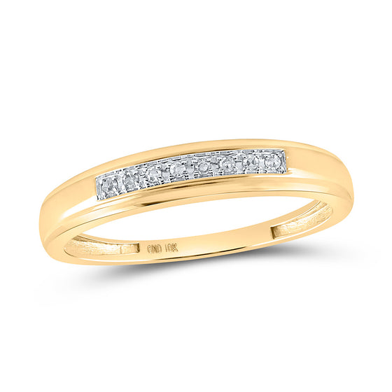 10k Yellow Gold His Hers Round Diamond Cluster Matching Wedding Set 1/5 Cttw
