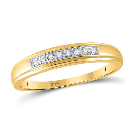 14k Yellow Gold His Hers Round Diamond Square Matching Wedding Set 1/5 Cttw