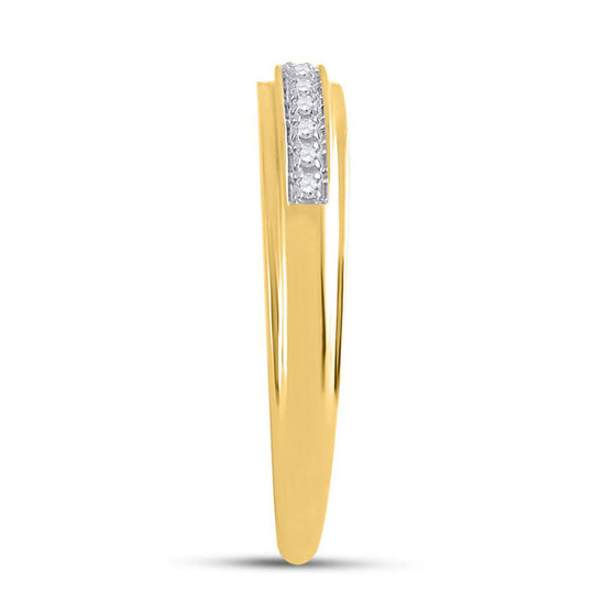 14k Yellow Gold His Hers Round Diamond Square Matching Wedding Set 1/5 Cttw
