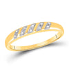 10k Yellow Gold His Hers Round Diamond Square Matching Wedding Set 1/12 Cttw