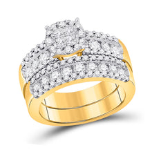  14k Yellow Gold Princess Diamond Bridal Wedding Ring Band Set 1-3/4 Cttw