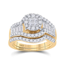  14k Yellow Gold Princess Diamond Bridal Wedding Ring Band Set 1-1/4 Cttw