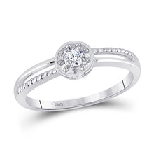  10k White Gold Womens Round Diamond Solitaire Promise Ring 1/20 Cttw
