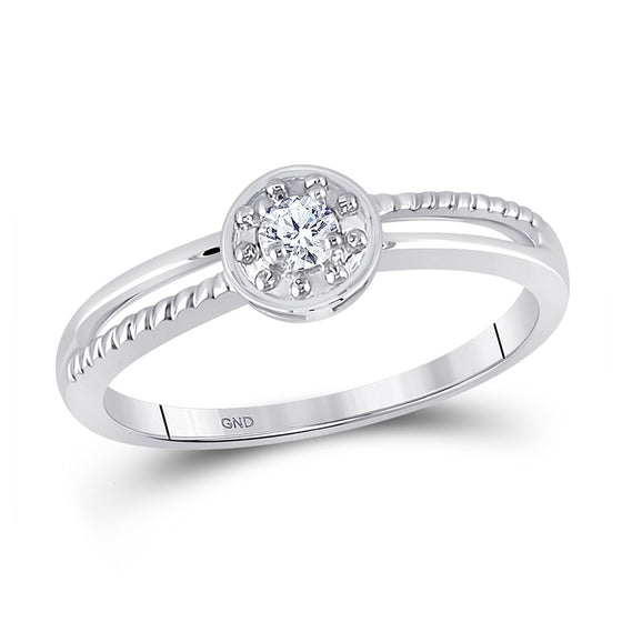 10k White Gold Womens Round Diamond Solitaire Promise Ring 1/20 Cttw