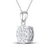 14k White Gold Womens Princess Diamond Fashion Cluster Pendant 1/2 Cttw