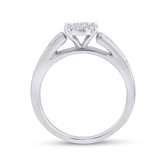 14k White Gold Princess Diamond Bridal Wedding Ring Band Set 1/2 Cttw